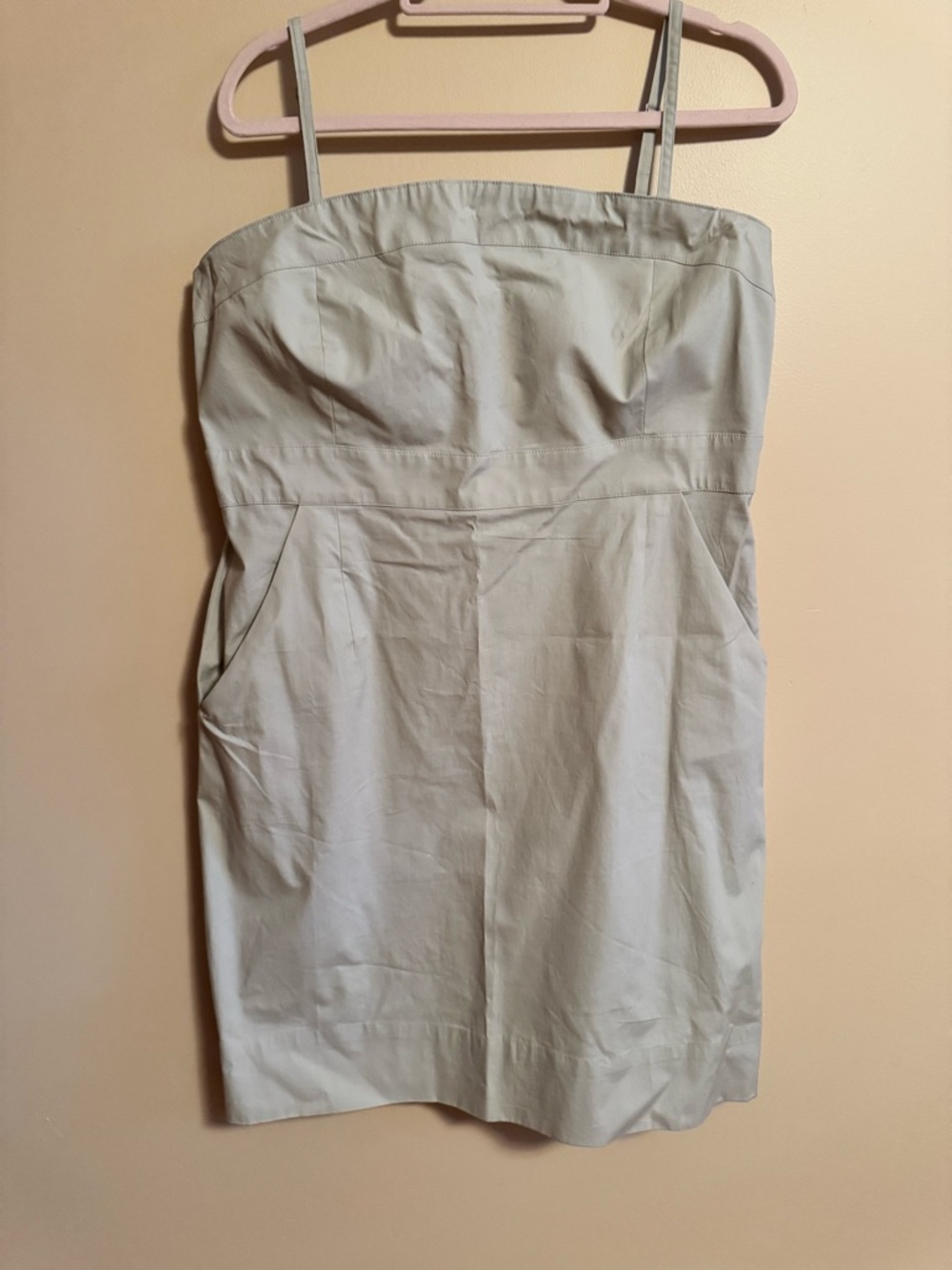 New York & Company Beige Strap Dress with Thin Straps